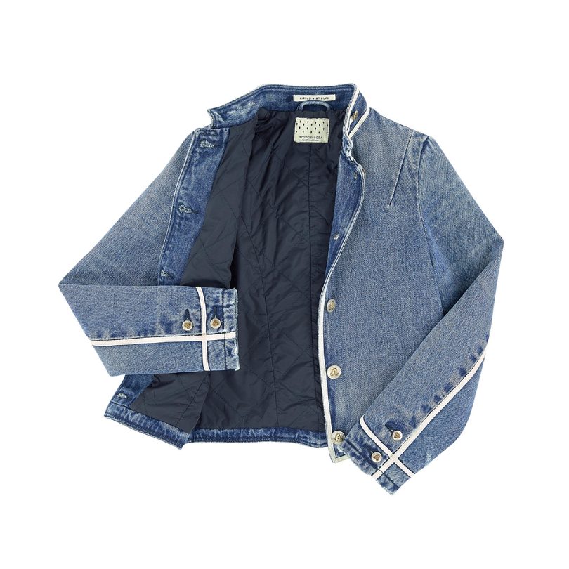 Washed Denim Bellboy Jacket, Indigo Washed Denim Bellboy Jacket, Indigo