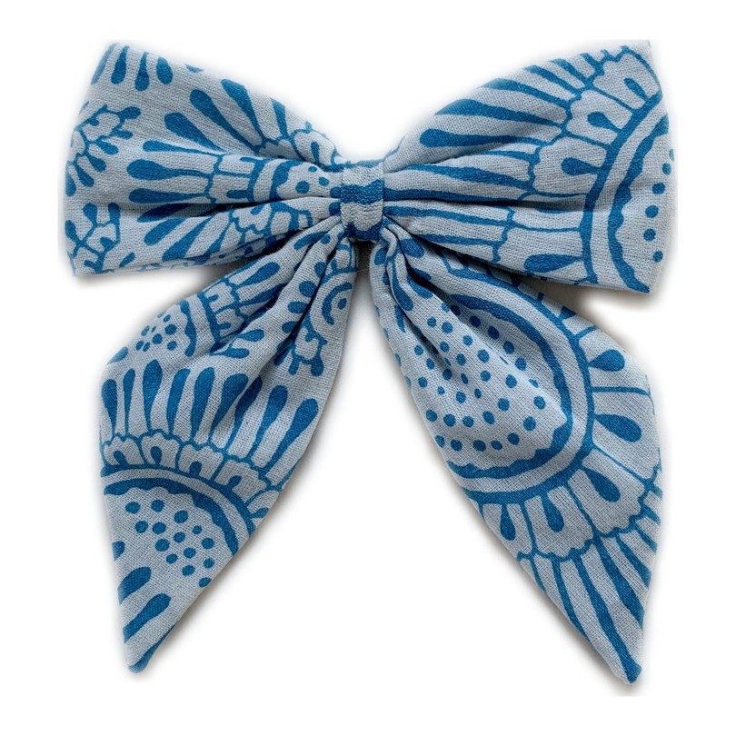 Blue Printed Bow Clip Blue Printed Bow Clip