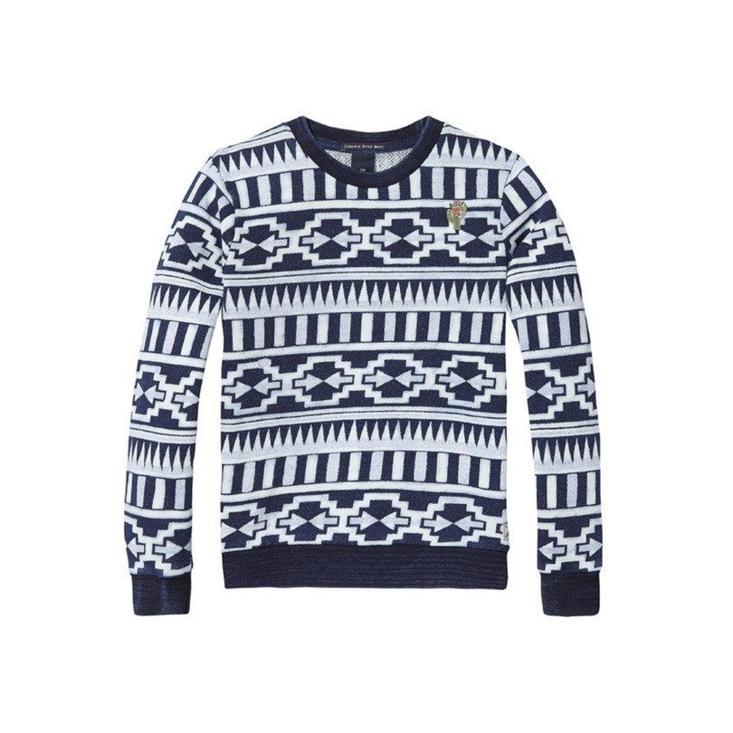 Printed Crewneck Sweater, Blue Printed Crewneck Sweater, Blue